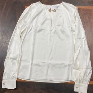 Intermix Gina Keyhole Blouse Ivory color size P